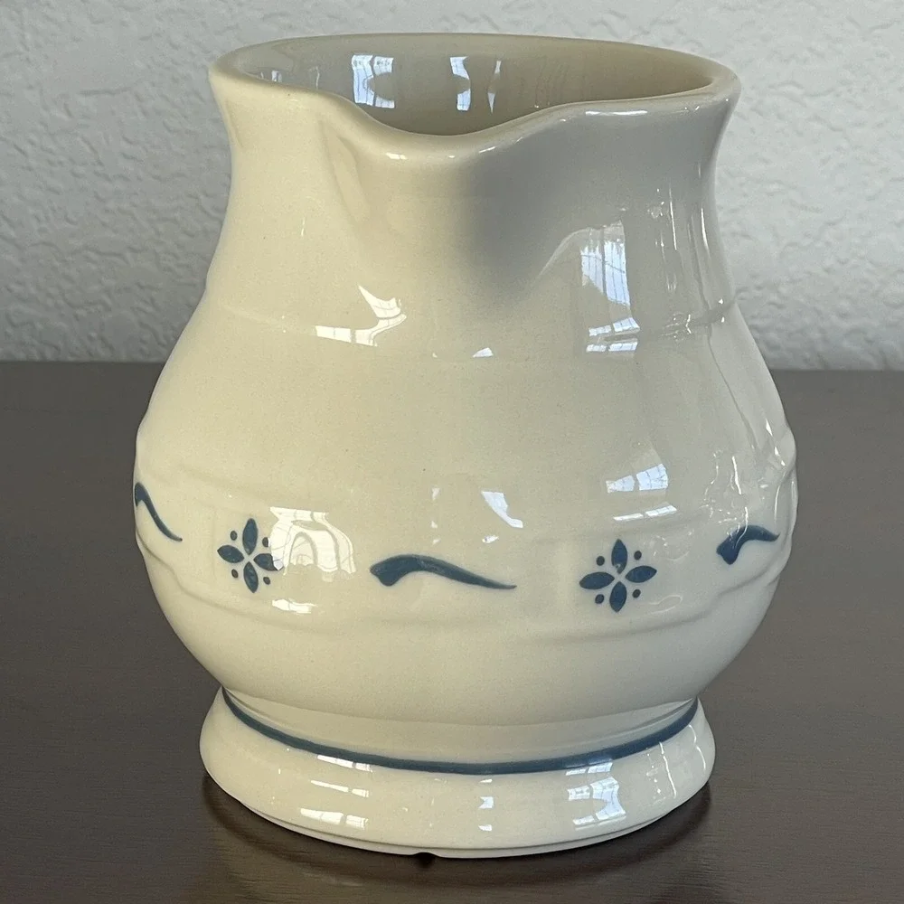 Longaberger Pottery Roseville Woven Traditions Classic Blue Small Juice‎ Pitcher
